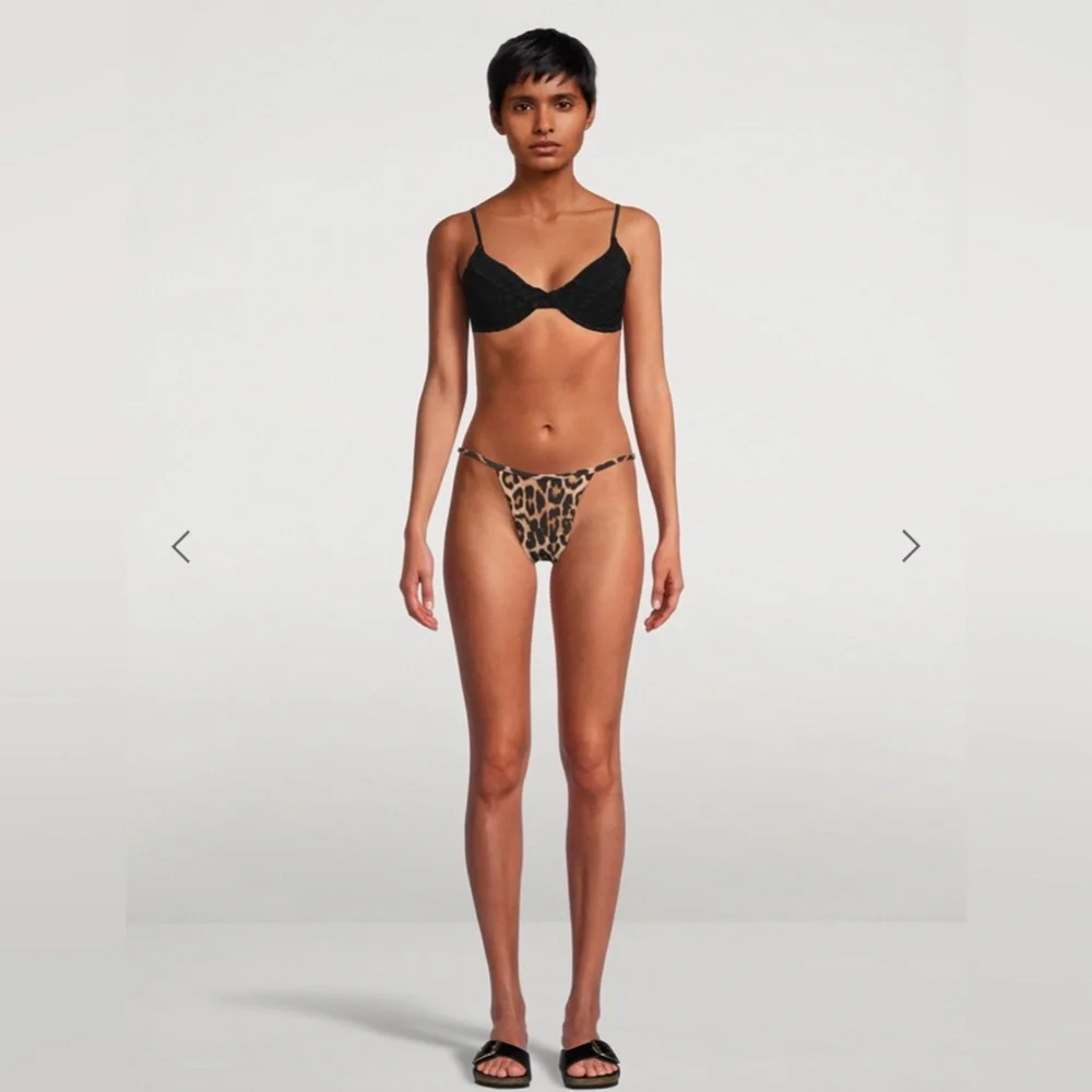 Good American “Perfect Fit” Leopard Bikini Bottom, New With Tags